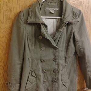 Kenneth Cole Olive Green Double-Breasted Utility Jacket